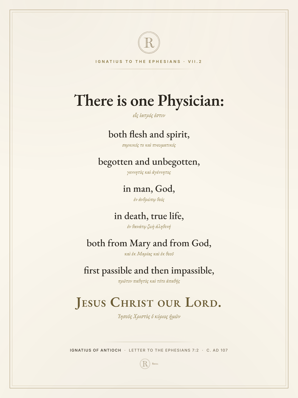 Textual quote about Jesus Christ on a beige background