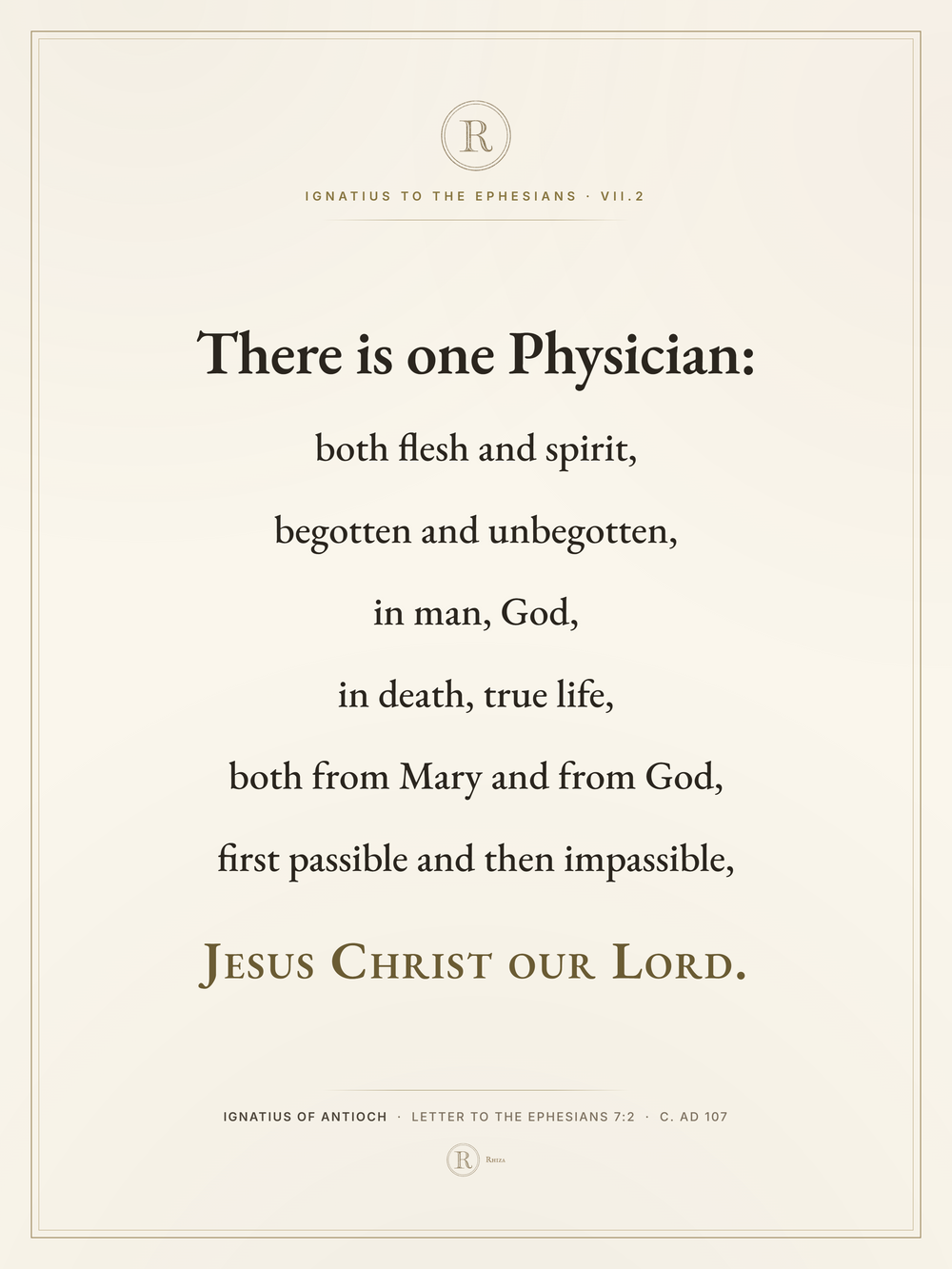 Textual quote about Jesus Christ as the one physician on a beige background